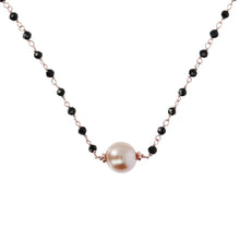 Load image into Gallery viewer, Bronzallure Black Spinel And Rose Pearl Necklace