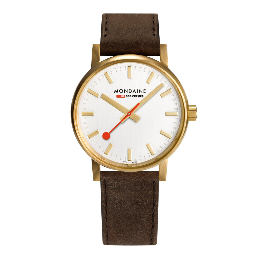 Mondaine Official evo2 40mm Golden Stainless Steel watch front