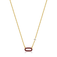 Load image into Gallery viewer, Ania Haie Claret Red Enamel Gold Link Necklace