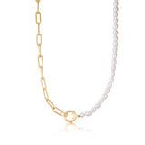 Ania Haie Gold Pearl Chunky Link Chain Necklace