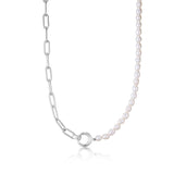 Ania Haie Silver Pearl Chunky Link Chain Necklace