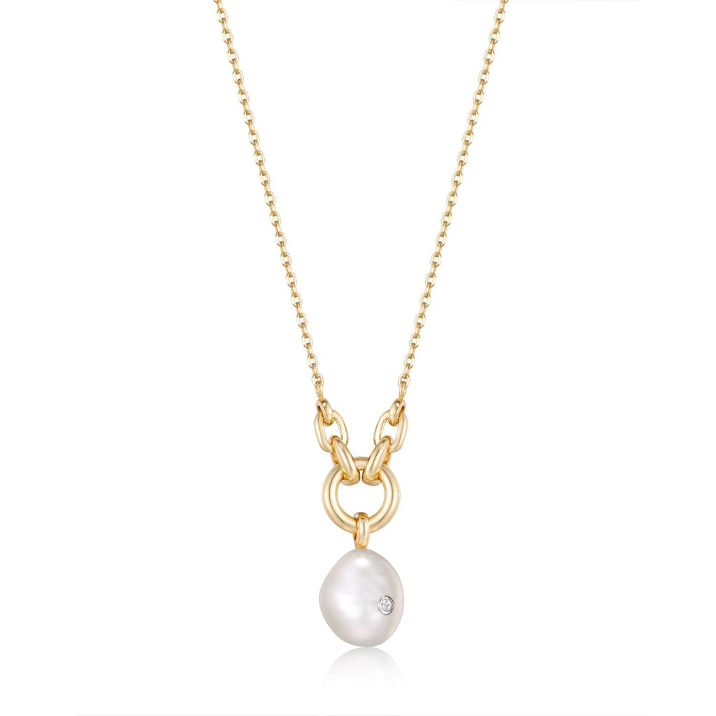 Ania Haie Gold Pearl Sparkle Pendant Necklace