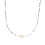 Ania Haie Silver Pearl Sparkle Chunky Chain Necklace