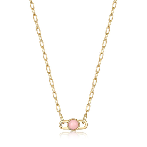 Ania Haie Gold Orb Rose Quartz Link Necklace