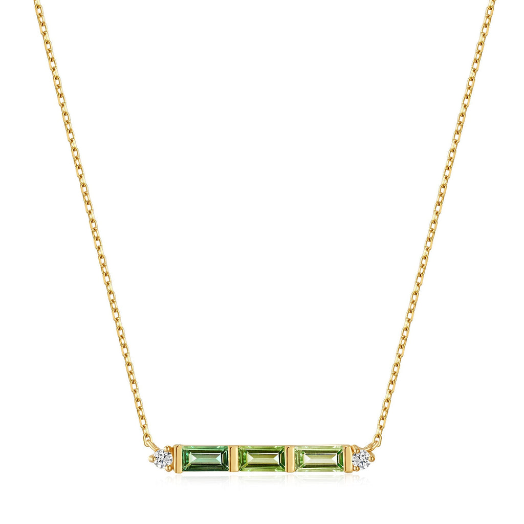 Ania Haie 14kt Gold Tourmaline and White Sapphire Bar Necklace