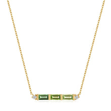 Load image into Gallery viewer, Ania Haie 14kt Gold Tourmaline and White Sapphire Bar Necklace