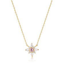 Load image into Gallery viewer, Ania Haie 14kt Gold White and Pink Sapphire Flower Necklace