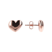 Load image into Gallery viewer, Bronzallure Heart Shaped Golden Rose Button Earrings