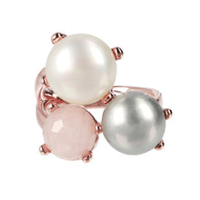 Load image into Gallery viewer, Bronzallure Pearl And Quartz Trilogy Ring