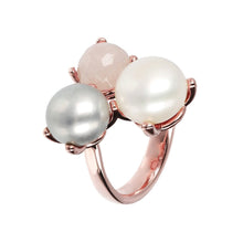Load image into Gallery viewer, Bronzallure Pearl And Quartz Trilogy Ring
