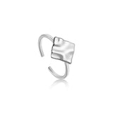 Crush Square Adjustable Ring - Silver
