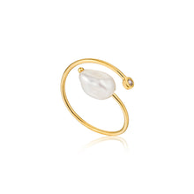 Load image into Gallery viewer, Ania Haie Pearl Twist Ring Gold