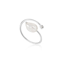 Load image into Gallery viewer, Ania Haie Pearl Twist Ring Silver