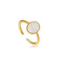 Load image into Gallery viewer, Evil Eye Emblem Gold Adjustable Ring