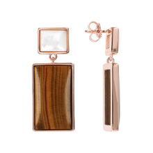 Load image into Gallery viewer, Bronzallure Mother of Pearl and Natural Stone Rectangular Earrings