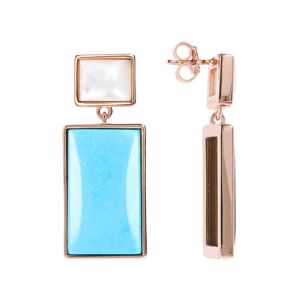 Bronzallure Mother of Pearl and Natural Stone Rectangular Earrings