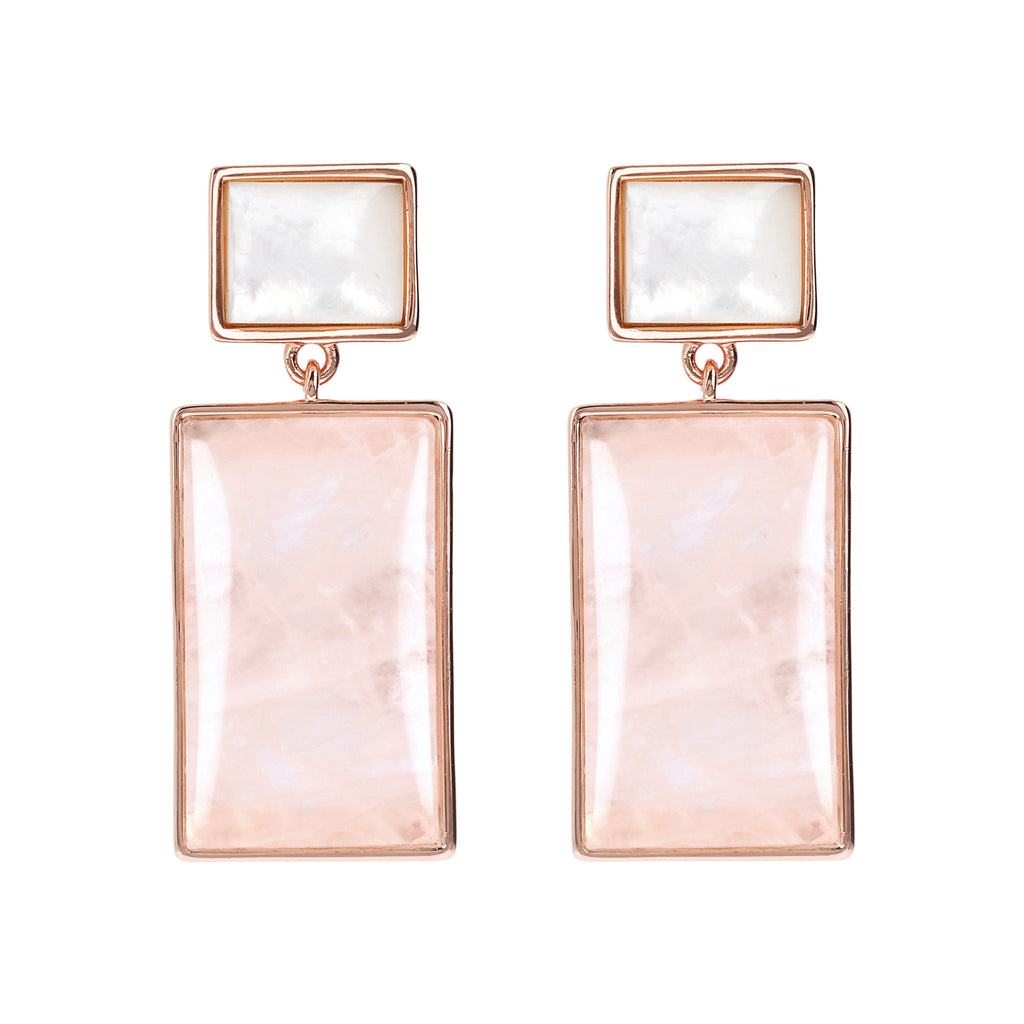 Bronzallure Mother of Pearl and Natural Stone Rectangular Earrings