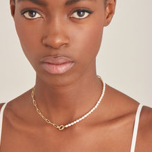 Load image into Gallery viewer, Ania Haie Gold Pearl Chunky Link Chain Necklace