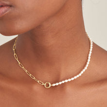 Load image into Gallery viewer, Ania Haie Gold Pearl Chunky Link Chain Necklace