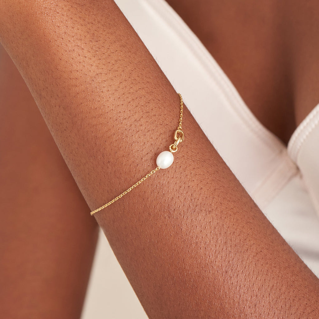 Ania Haie Gold Pearl Link Chain Bracelet