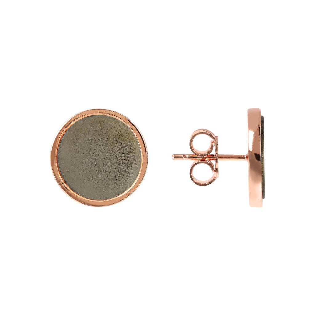 Gemstone Button Stud Earrings