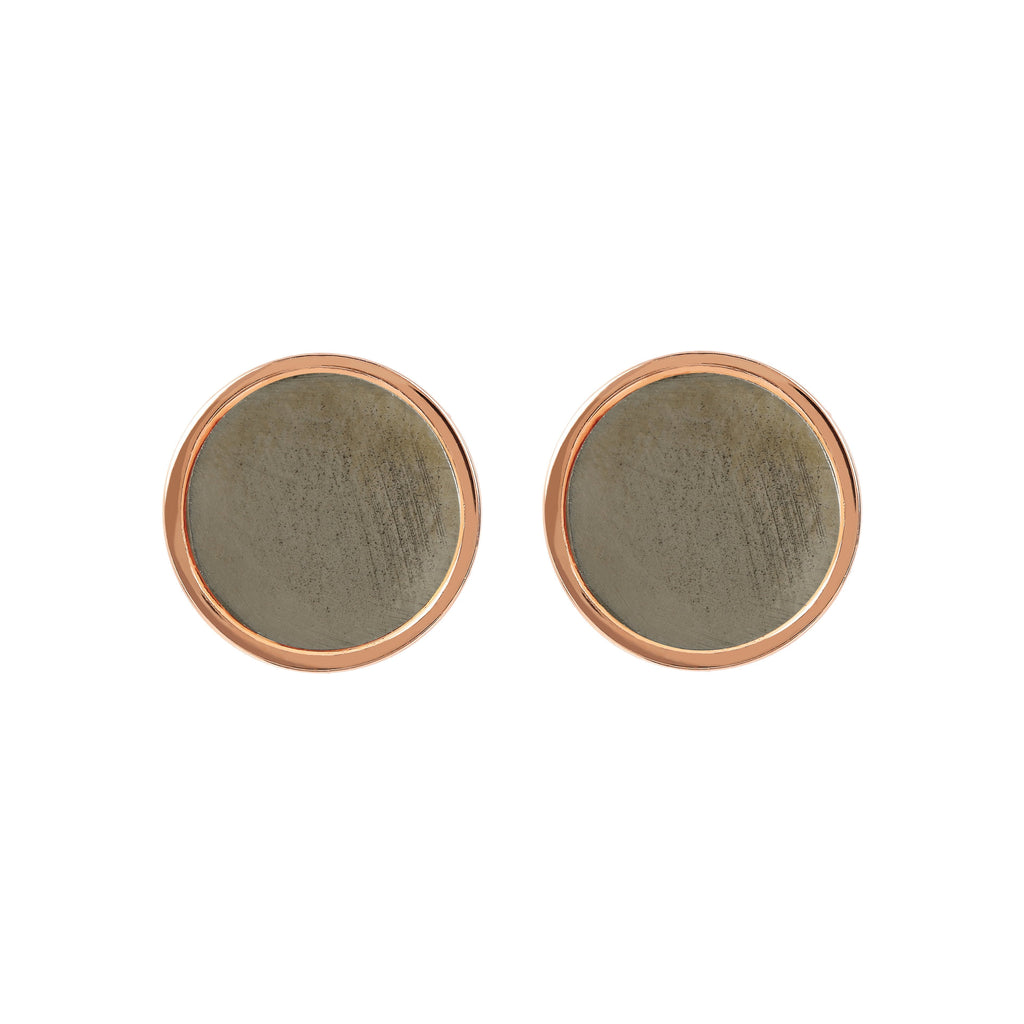 Gemstone Button Stud Earrings
