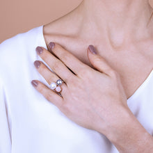 Load image into Gallery viewer, Bronzallure Pearl And Quartz Trilogy Ring
