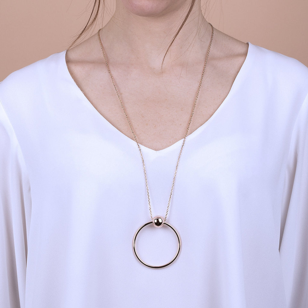 Bronzallure Circle Necklace with Ball Golden Ros&egrave;