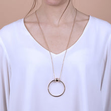 Load image into Gallery viewer, Bronzallure Circle Necklace with Ball Golden Ros&egrave;