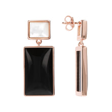 Load image into Gallery viewer, Bronzallure Mother of Pearl and Natural Stone Rectangular Earrings