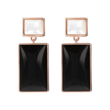 Load image into Gallery viewer, Bronzallure Mother of Pearl and Natural Stone Rectangular Earrings