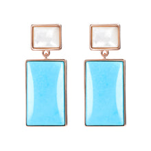 Load image into Gallery viewer, Bronzallure Mother of Pearl and Natural Stone Rectangular Earrings