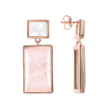 Load image into Gallery viewer, Bronzallure Mother of Pearl and Natural Stone Rectangular Earrings