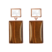 Load image into Gallery viewer, Bronzallure Mother of Pearl and Natural Stone Rectangular Earrings