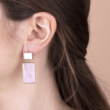 Load image into Gallery viewer, Bronzallure Mother of Pearl and Natural Stone Rectangular Earrings