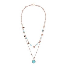 Load image into Gallery viewer, Bronzallure Two Strands Necklace with Natural Stone and Golden Rose Hearts