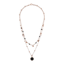 Load image into Gallery viewer, Bronzallure Two Strands Necklace with Natural Stone and Golden Rose Hearts