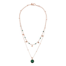 Load image into Gallery viewer, Bronzallure Two Strands Necklace with Natural Stone and Golden Rose Hearts