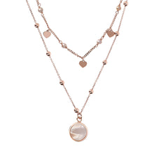 Load image into Gallery viewer, Bronzallure Two Strands Necklace with Natural Stone and Golden Rose Hearts