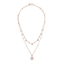 Load image into Gallery viewer, Bronzallure Two Strands Necklace with Natural Stone and Golden Rose Hearts