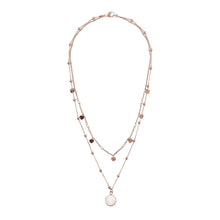 Load image into Gallery viewer, Bronzallure Two Strands Necklace with Natural Stone and Golden Rose Hearts