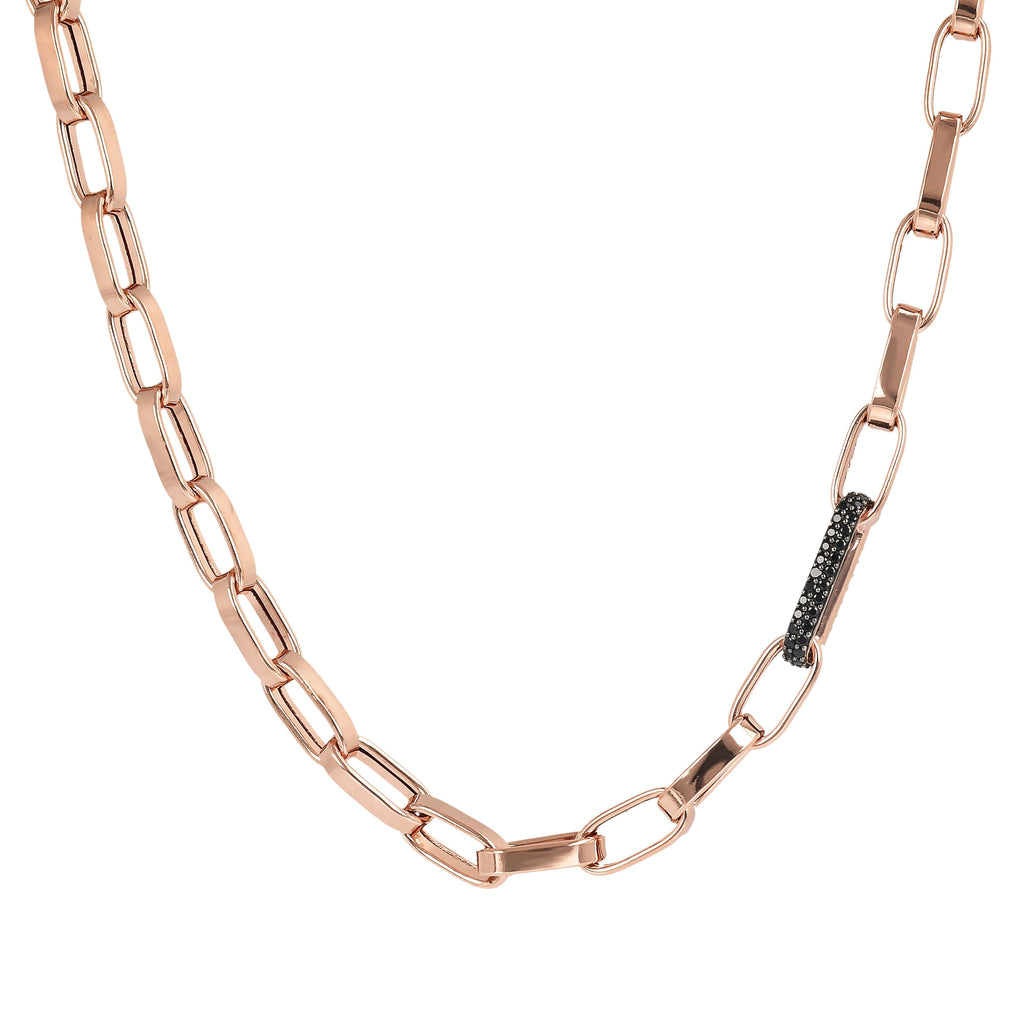 Bronzallure Bold Forzatina Chain Necklace with Pavé Detail