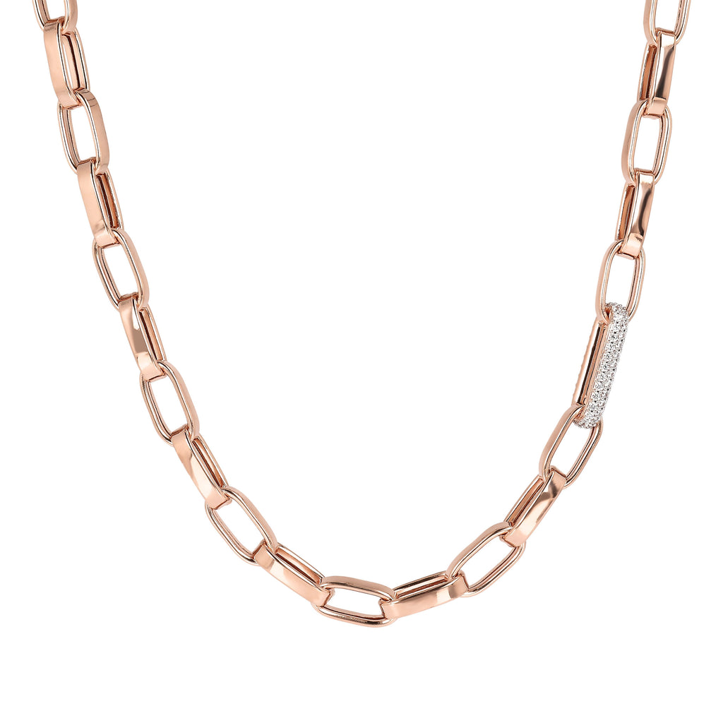 Bronzallure Bold Forzatina Chain Necklace with Pavé Detail