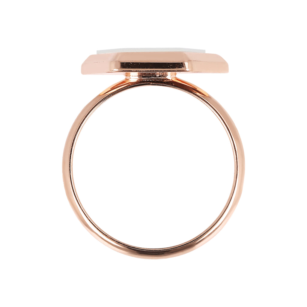 Bronzallure Hexagonal Flat Stone Ring| The Jewellery Boutique