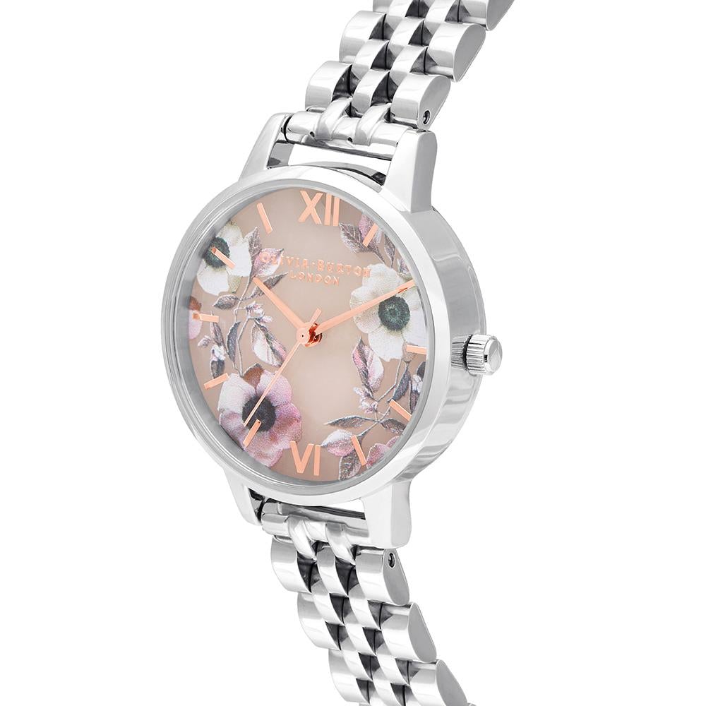 Olivia Burton Semi Precious Silver Bracelet Watch - Silver