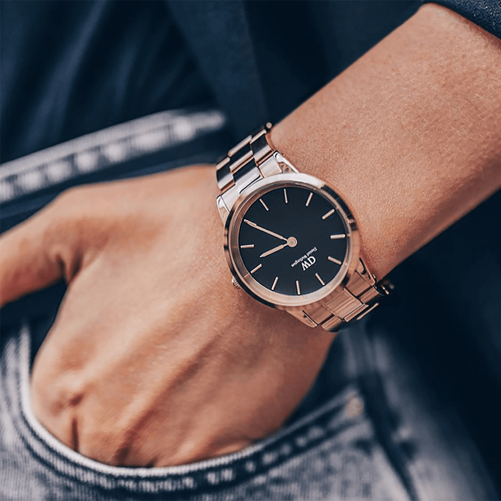 Daniel Wellington Iconic Link 36 Rose Gold & Black Watch