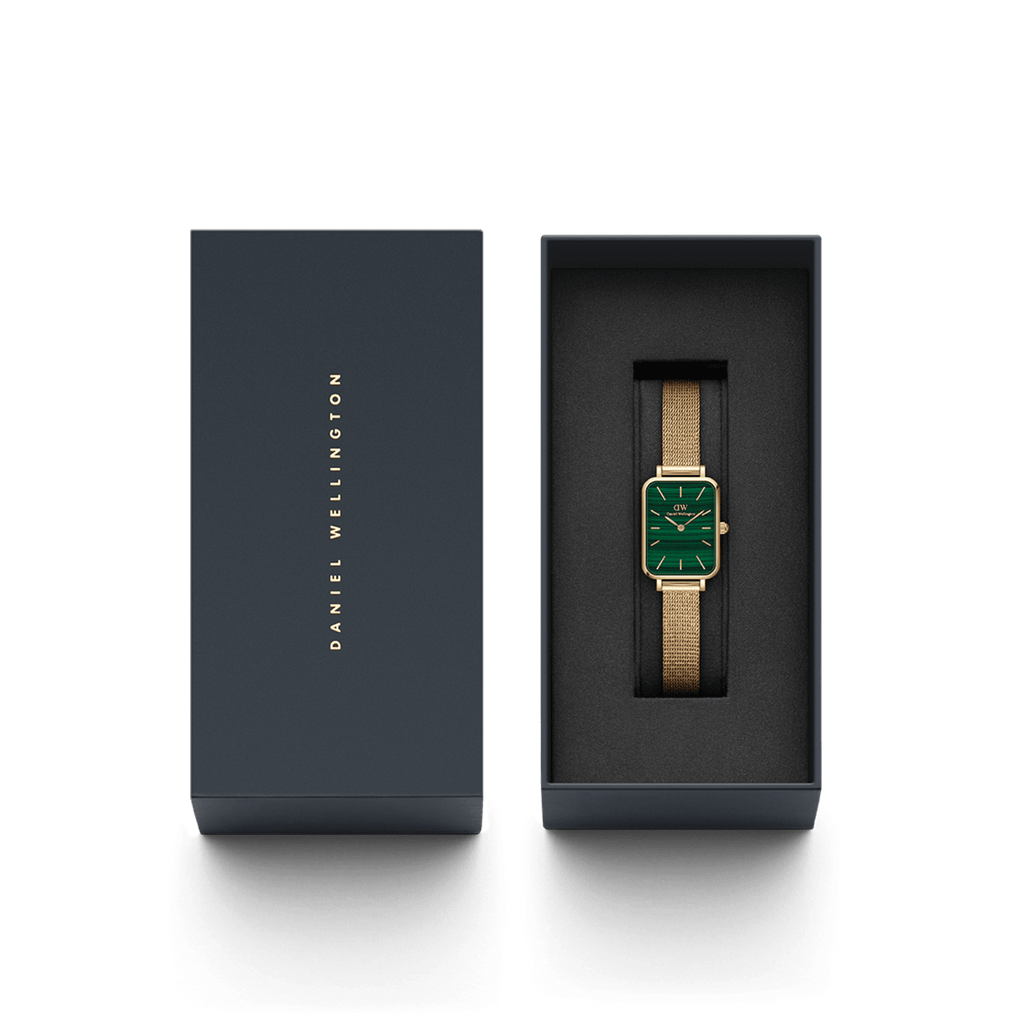 Daniel Wellington Quadro 20X26 Pressed Evergold Gold & Green Watch