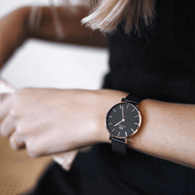 Load image into Gallery viewer, Daniel Wellington Petite 32 Ashfield Rose Gold &amp; Black Watch