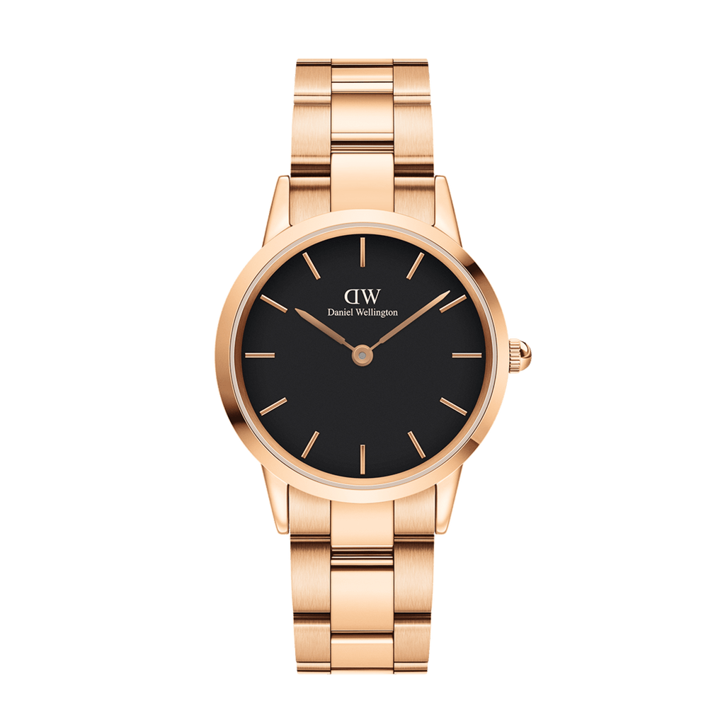 Daniel Wellington Iconic Link 36 Rose Gold & Black Watch