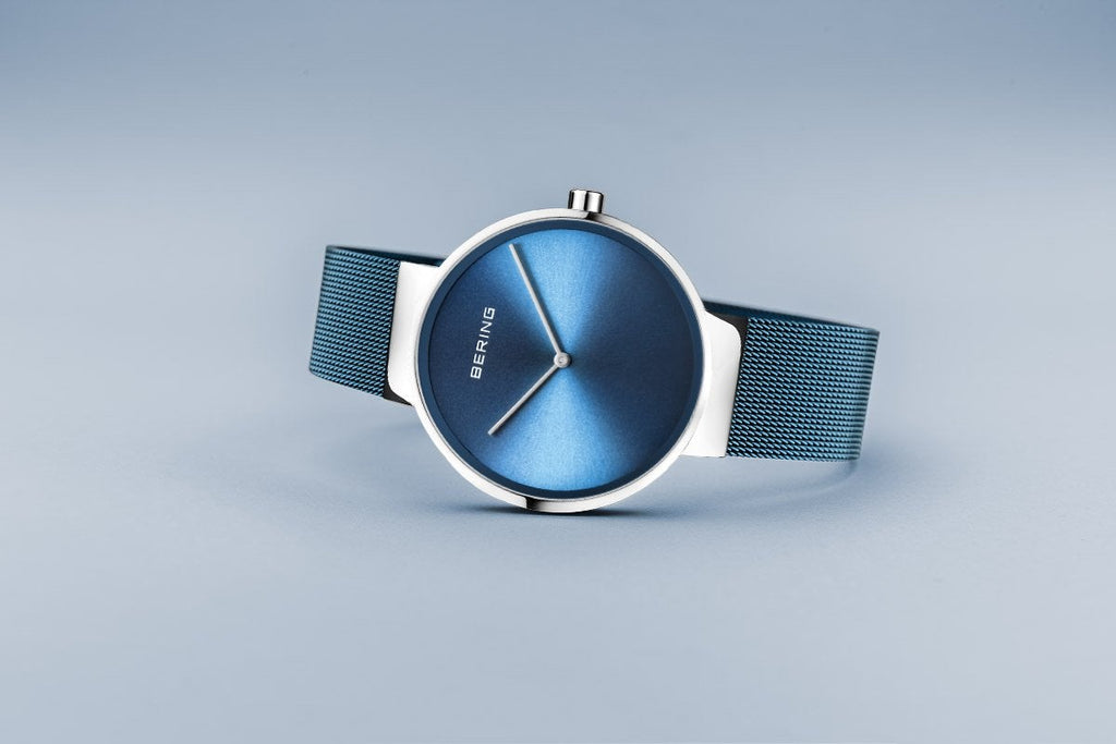 Bering Classic Polished Silver Ice Blue Watch